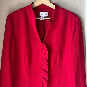 Adrianna Papell Red Ruffle-Trim Blazer